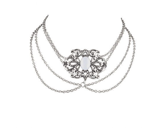 Burnish SilverTone Vintage Victorian Casted Draped Choker - Necklaces