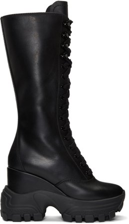 Black Lace Sneaker Wedge Boots