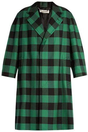 Godfather Checked Oversized Coat - Womens - Green Multi