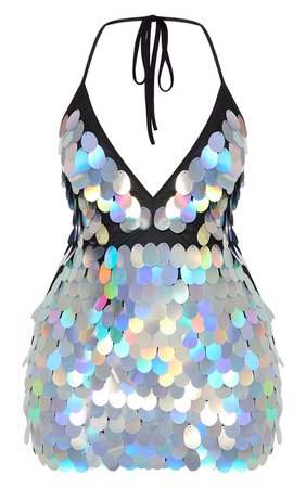 Silver Holographic Sequin Bodycon Dress | PrettyLittleThing USA