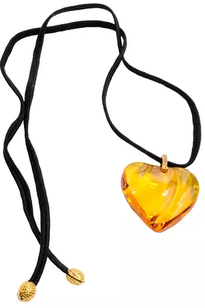 Vintage Baccarat Amber Crystal Heart Pendant Necklace – Modig
