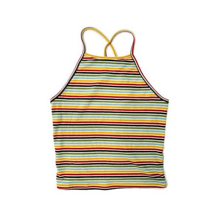 Womens Rainbow Stripe Ribbed Crop Tank Top S | Etsy