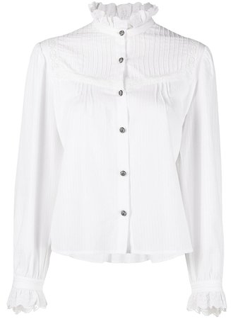 Shop white Etro long-sleeve pie-crust shirt with Express Delivery - Farfetch