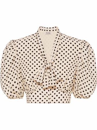 Shop Miu Miu Marocain polka-dot blouse with Express Delivery - FARFETCH