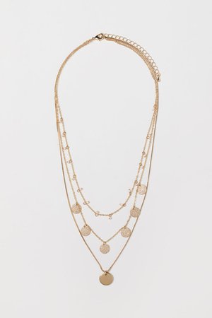 Triple-strand Necklace - Gold-colored/pink beads - Ladies | H&M US