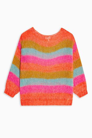 Multicolored Rainbow Stripe Sweater | Topshop