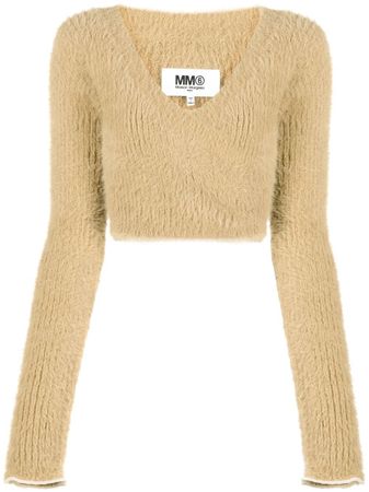MM6 Maison Margiela Textured Knit Crop Top - Farfetch