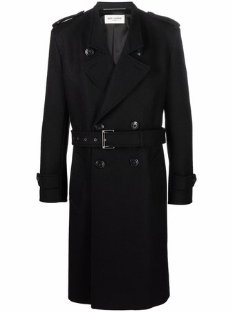 Saint Laurent Belted double-breasted Coat - Farfetch