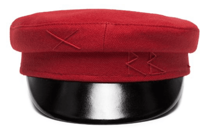 Red newsboy hat
