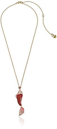 Betsey Johnson "Keeping Up with The Critters" Pave Fish Long Pendant Necklace, 25" + 7" Extender: Clothing