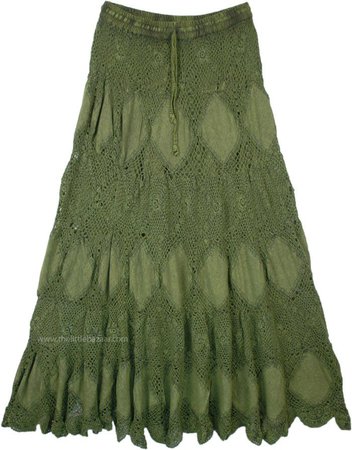 fairycore green long skirt
