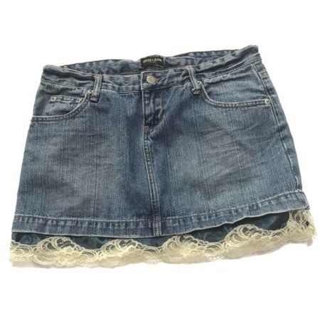 Guess Jeans Denim Skirt Y2K Mini Victorian Lace Lingerie Rigid Cotton Sz 27 30 | eBay