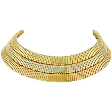 Bvlgari, Tri-Color Gold Tubogas Choker Necklace