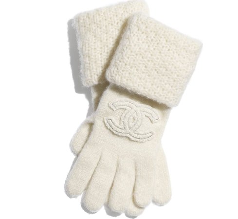 Gloves, cashmere & silk, ivory - CHANEL