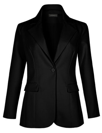 Work Office Long Sleeve Single Button Blazer Jacket With Pockets | LE3NO black