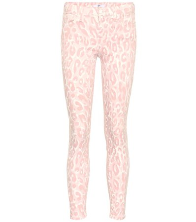 Leopard mid-rise skinny jeans