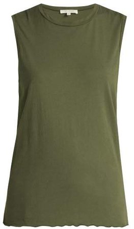 Muscle Sleeveless Cotton Jersey Tank Top - Womens - Khaki