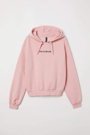 Printed Hooded Sweatshirt - Pink