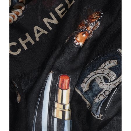 Chanel stole black cashmere