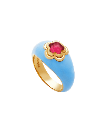 Missoma - Good Vibes Enamel Flower Gemstone Ring