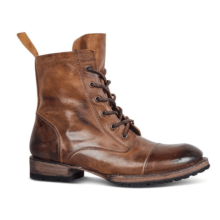 Vintage Genuine Leather Lace Up Boots