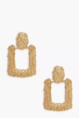 Small Square Textured Statement Earrings | Boohoo