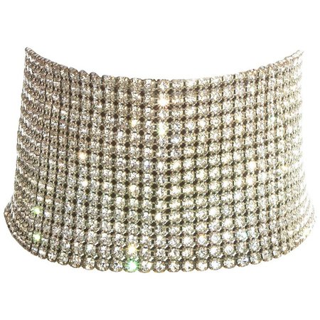 Dolce and Gabbana silver crystal mesh choker necklace, ss 2000 at 1stdibs