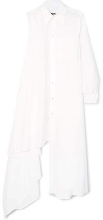 Asymmetric Cotton-poplin Dress - White