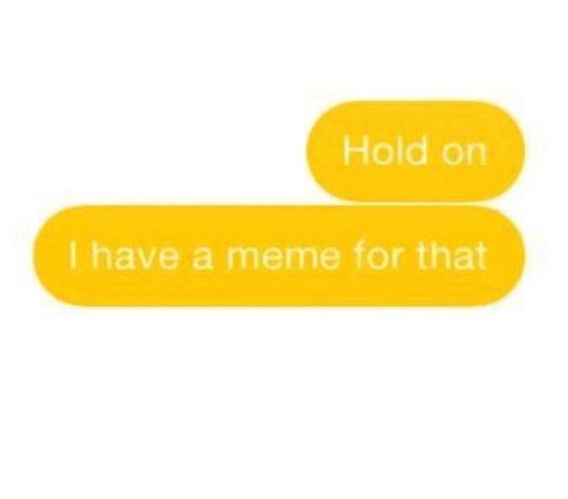 "hold on i have a meme for that" yellow text messages