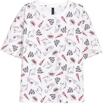 T-shirt with Motif - White
