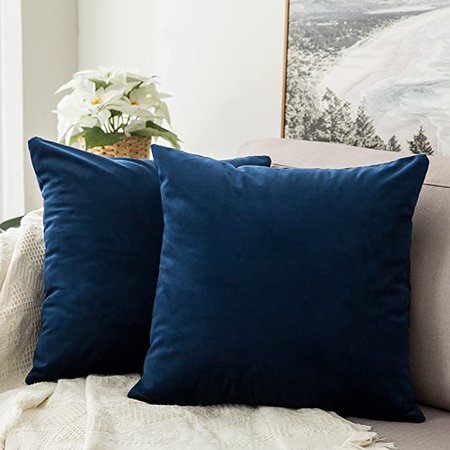 Amazon.com: MIULEE Pack of 2 Velvet Pillow Covers Decorative Square Pillowcase Soft Solid Cushion Case for Sofa Bedroom Car 18 x 18 Inch Baby Blue: Home & Kitchen