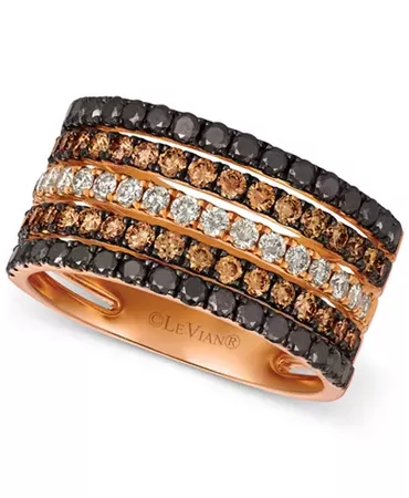 Le Vian Chocolate Layer Cake™ 14k Rose Gold Blackberry Diamonds, Chocolate Diamonds & Nude Diamonds Statement Ring
