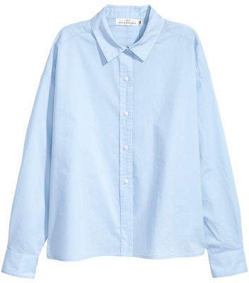 Wide-cut Cotton Shirt - Blue