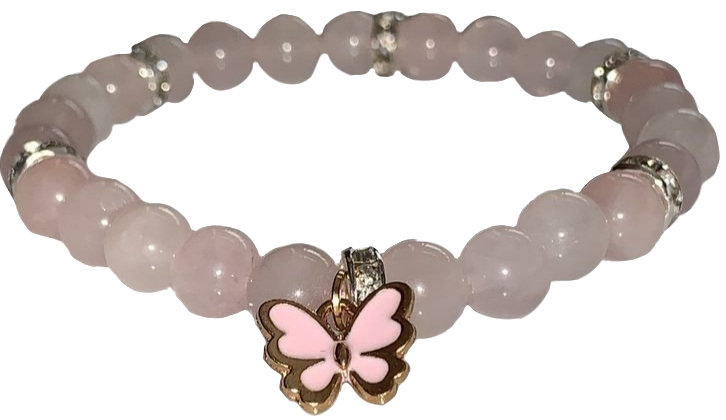 pink butterfly beaded bracelet