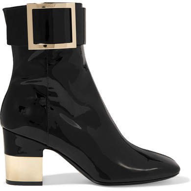 Patent-leather Ankle Boots - Black
