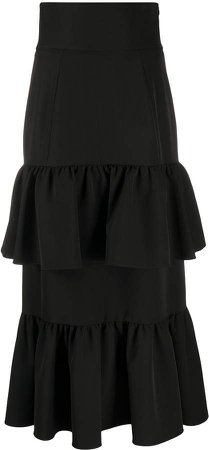 tiered ruffle maxi skirt
