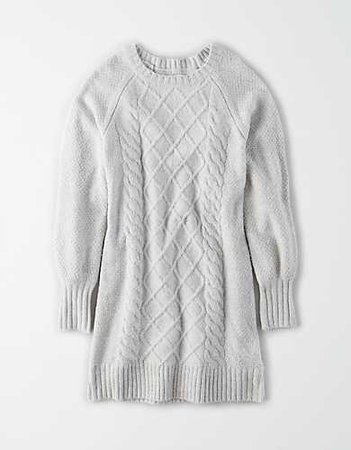 AE Cable Knit Sweater Dress silver