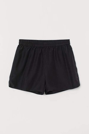 Silk-blend Shorts - Black