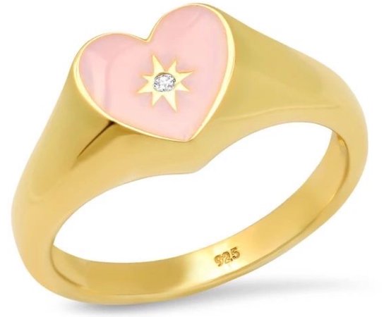 tai jewelry pink heart signet ring