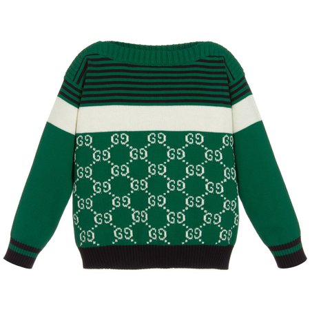Gucci - Boys Green GG Cotton Sweater | Childrensalon