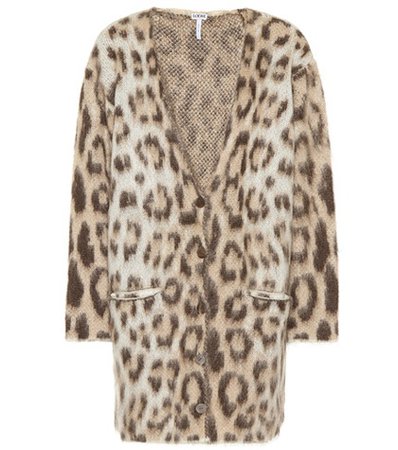 Leopard mohair-blend cardigan