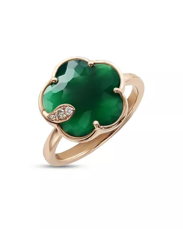 Pasquale Bruni 18K Rose Gold Petit Joli Green Agate & Diamond Ring | Bloomingdale's