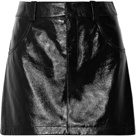 Glossed Textured-leather Mini Skirt