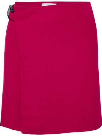 Woven Wrap Mini Skirt - Red