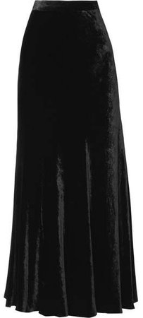 Velvet Midi Skirt - Black