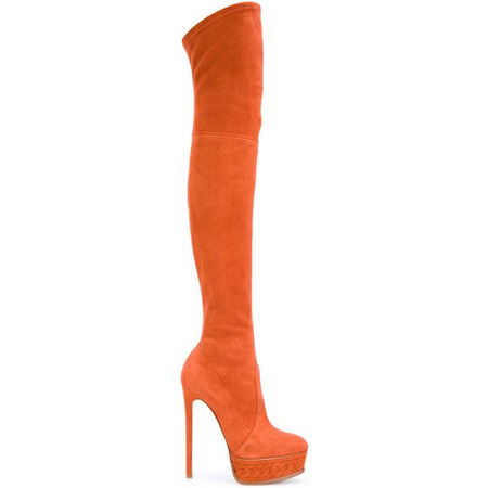 Orange Suede Thigh High Boots