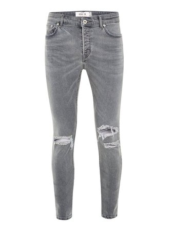 Grey Ripped Spray On Jeans