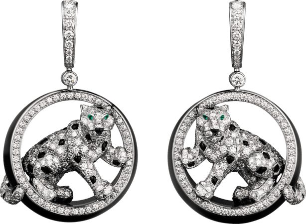 CRN8503700 - Panthère de Cartier earrings - White gold, emeralds, jade, onyx, diamonds - Cartier