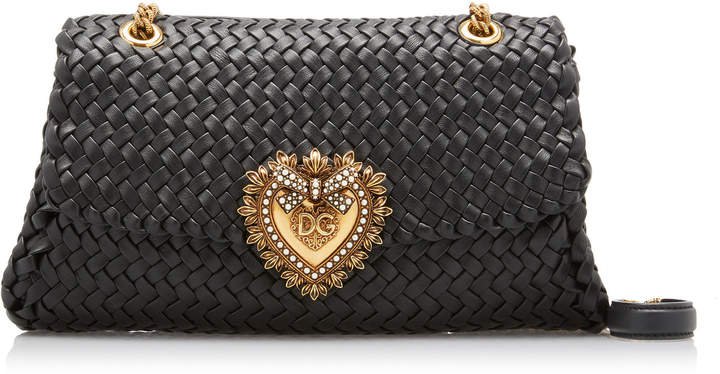 Dolce & Gabbana Devotion Crystal Heart Nappa Leather Shoulder Bag