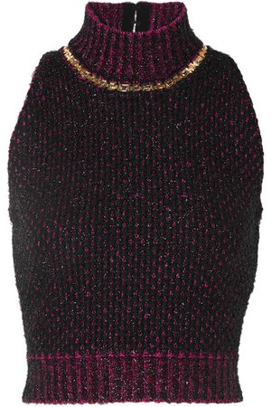 Versace | Cropped embellished metallic bouclé sweater | NET-A-PORTER.COM